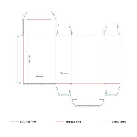 Кутия за сапун 60×90×30 мм чертеж разгъвка